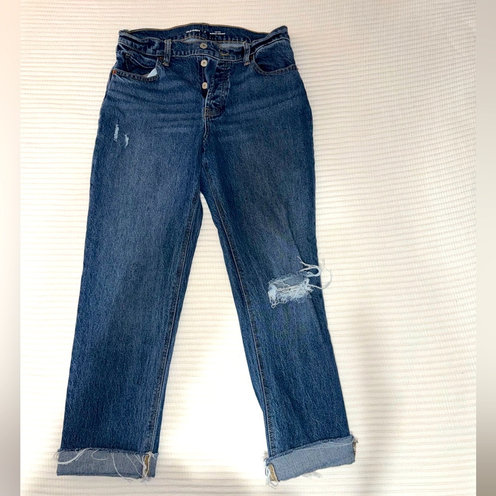 Old Navy Distressed Blue Boyfriend Jeans